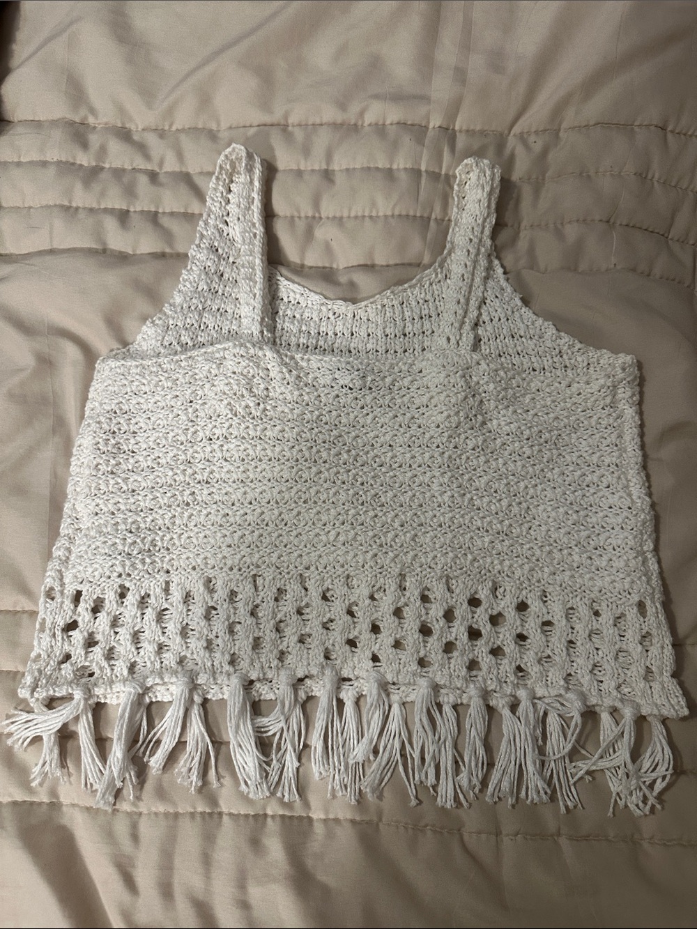 aerie Cream Crochet Fringe Camisole - Picture 3 of 3